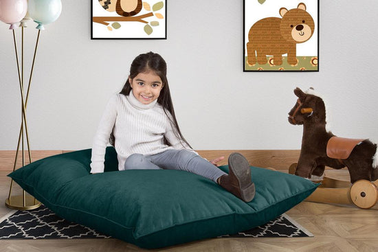 Sedací vak pre malé deti vo veku 2-14 rokov - Zamat Modrozelená 02