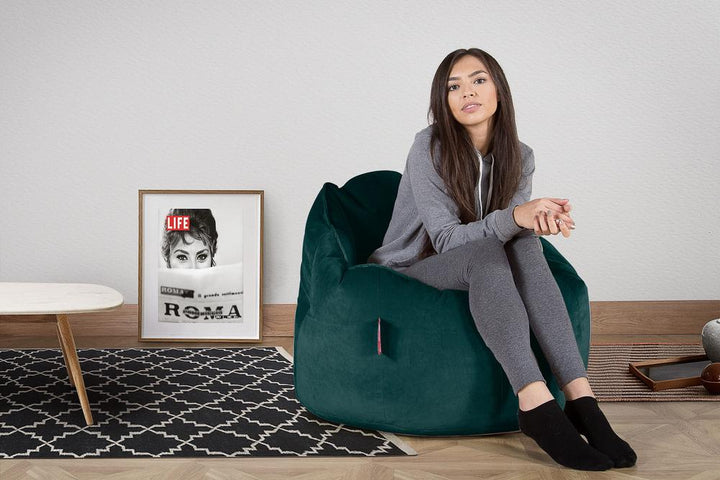 Útulná stolička sedací vak - Zamat Modrozelená 02