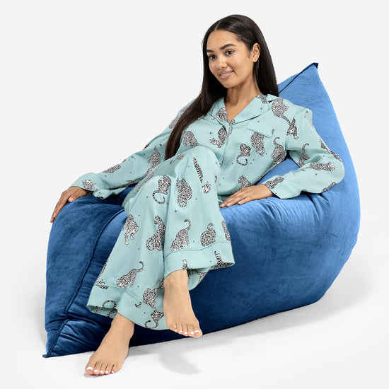 Extra veľký sedací vak - Zamat Námornícka modrá 04