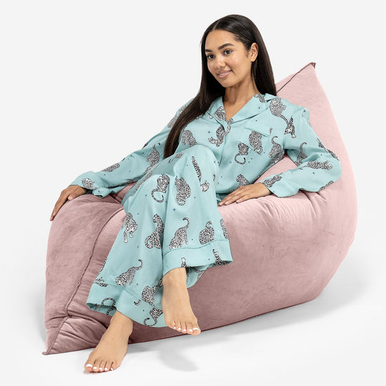 Extra veľký sedací vak - Zamat Ružová 04