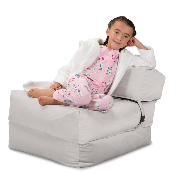 Rozkladacia stolička jednolôžková Avery Futon - Zamat Strieborná Fabric Close-up Image