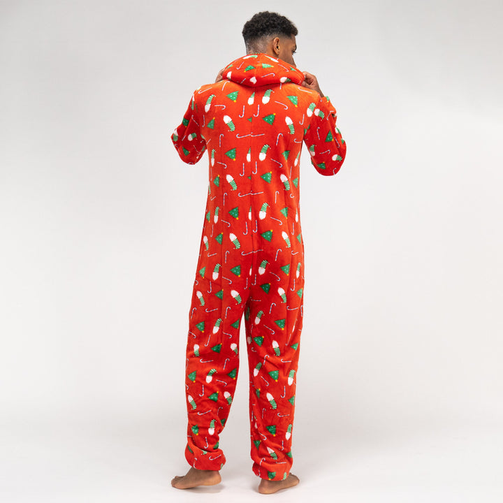 Pánske overal Onesie - Vianočná potlač Červená 05