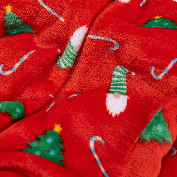 Pánske overal Onesie - Vianočná potlač Červená Fabric Close-up Image