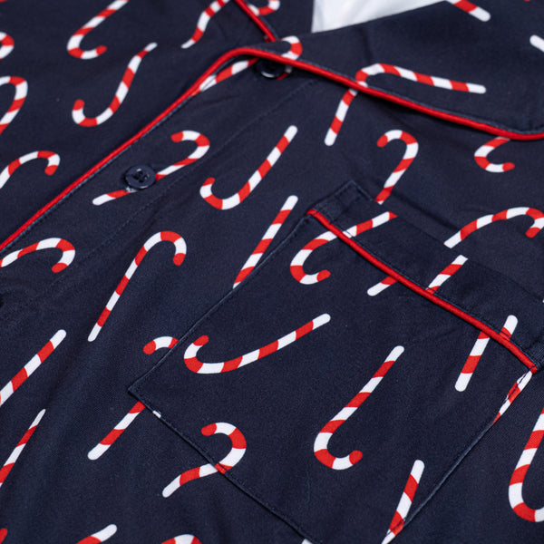 Pánske pyžamá - Prúžok cukrovej trstiny Námornícka Fabric Close-up Image