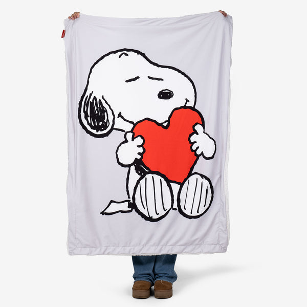 Snoopy Deka / prikrývka Sherpa - Srdce 01